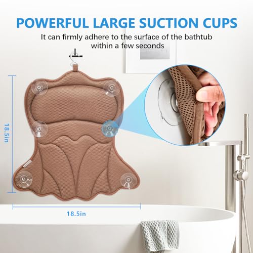 image for REEZEIVI Bath Pillows for Tub,Bath Pillow with 6 Non-Slip Suction Cups