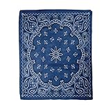 rouihot 60x80 Inches Flannel Throw Blanket Colorful Pattern Blue Paisley Bandana Border Scarf Black Classic Home Decorative Warm Cozy Soft Blanket for Couch Sofa Bed