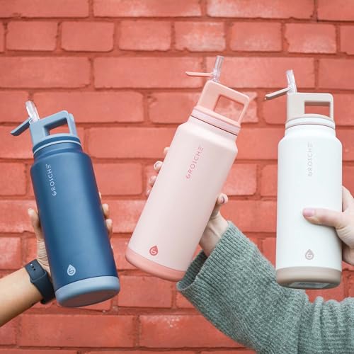 GROSCHE Alpine Flip n' Sip 40 oz Insulated Water Bottle - Stainless Steel, Leakproof Flask with Straw - Perfect for Gym, Travel & Outdoor Use - Keeps Water Cold up to 60 hrs - Mountain Blue by GROSCHE - Image 5
