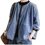 [Msymay]ジャケット レディース ゆる Gジャン デニムジャケット ノーカラージャケット ミリタリー 春 カジュアル 大きいサイズ