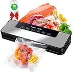 Vacuum Sealer Machine, Hilifix 5-in-1 Food Vacuum Sealer Machine with 65 KPA Powerful Suction, 30MM Longer Seal Food Sealer for Dry and Moist Food Fresh Preservation with 10Pcs Vacuum Sealers Bags