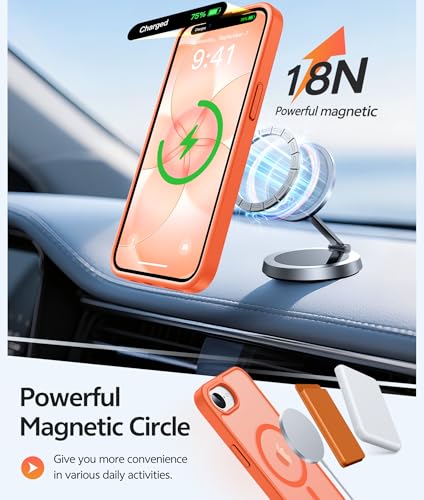 Image of FNTCASE for iPhone 17e Case: iPhone 16e Phone Case [Compatible with Magsafe] Translucent Matte Cases with [Screen Protector] Military Grade Shockproof Protective Phone Cover - Orange