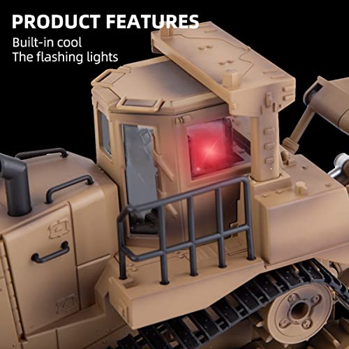 Karoyd The Link×Huina Rc Bulldozer, 1/16 2.4Ghz 9Ch Rc D9R Engineer Bulldozer Model Military Vehicle Boys Toys With Dual Batteries #TOP5