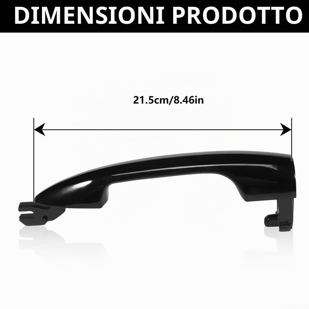 Zoegneer 1 coppia di maniglie per porta anteriore nere per auto, set di impugnature esterne per porta per Alfa Romeo Giulietta Mito Lancia Y OEM 2156145296 156145295 in plastica
