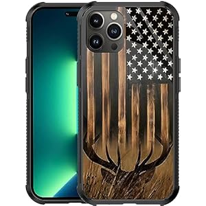 Case for iPhone 15 Pro Max,Deer American Flag Case for iPhone 15 Pro Max Design for Men Boys [Anti-Scratch] Non-Slip+Shockproof Rugged TPU Protective Case