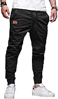 JMIERR Men's Cotton Jogger Pants - Drawstring Cargo Sweatpants for Hiking, Gym, Outdoor & Casual Wear