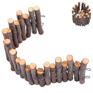 Hamster Ladder, Flexible Wooden Hamster Bridge, 11.8 Inch Natural Wood Fence, Apple Wood Sticks Cage Decor Platform, Hamsters Accessories