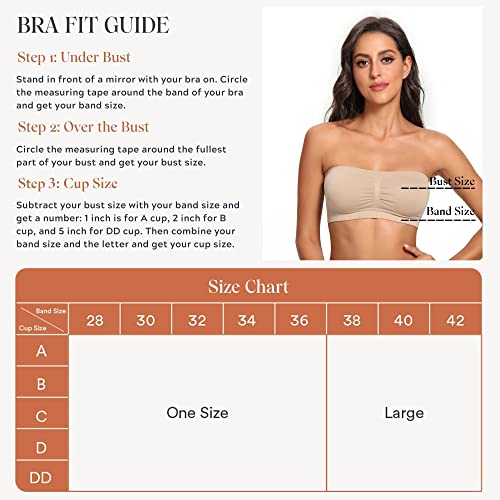 Coobie Women's Seamless All-Match Padded Bandeau Bra For Women, Strapless Bra For Everyday Wear (Light Nude) #TOP6