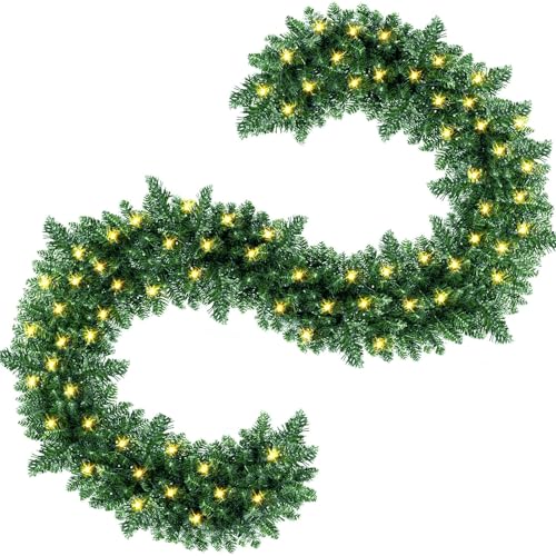 540 cm Tannengirlande mit 70 Warmweißen LEDs, Beleuchtet...