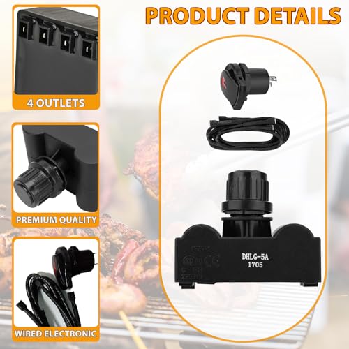 Image of G511-0055-W1 Electronic Igniter Kit for Char-Broil 4 Spark Electronic Ignition, 4 Outlets Ignitor for Charbroil 463270913 Igniter Replacement and More, Ignition Module-4 Outlets and Switch /Off Button