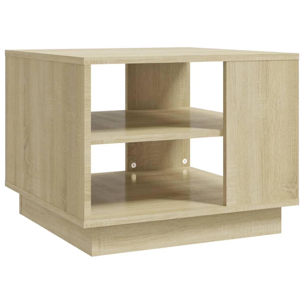 Table Basse Chêne Sonoma 55x55x43 cm | Petite Table de Salon Carrée en Bois d'Ingénierie avec Étagère