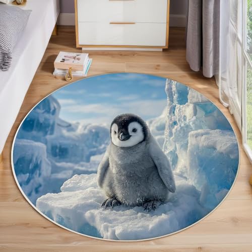 Tapis de chambre lavable pingouin 180cm antidérapant doux