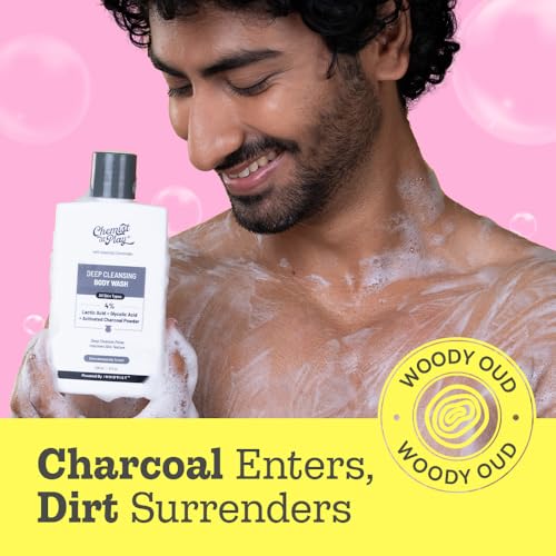 Image of Chemist At Play Deep Cleansing Body Wash & Royal Oudh Fragrance UnderArm Roll-On Combo | Activated Charcoal & Glycolic Acid Exfoliation | 5% AHA & Lactic Acid Brightening | Alcohol-Free | 236ml & 40ml