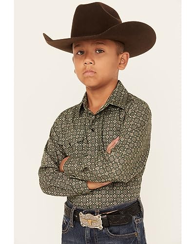 Roper Western Shirt Boys Long Sleeve Forest Green 03-030-0225-6000 GR2