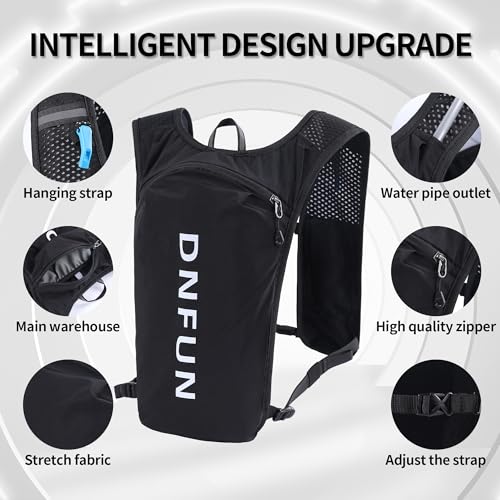DNFUN Laufweste Damen Herren, verstellbare Laufweste mit 1500ml Trinkblase,Trinkweste Laufen 5L Running Vest Reflektierende Laufrucksack Damen für Outdoor Läufe,Jogging,Wanderungen, Radfahren