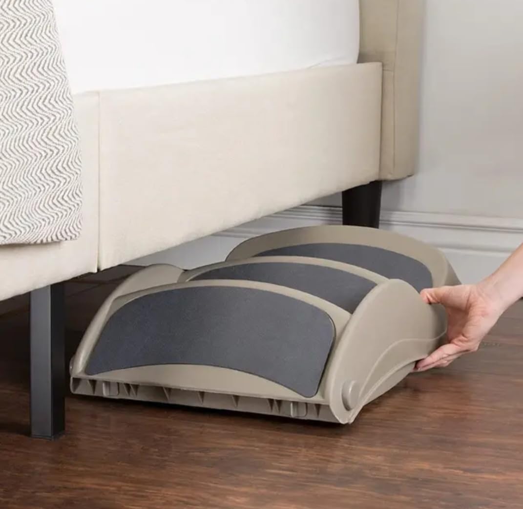 Folding Dog Stairs for Small Dogs with Traction Mat - Portable Pet Steps for Bed, Vehicle, and Couch - Durable Frame Supports up to 150 lbs - 3 Tiers (Grey) - Ideal Dog Steps for Bed, Vehicle, Couch