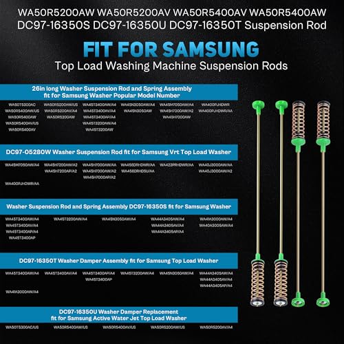 DC97-16350S DC97-16350T DC97-16350U Suspension Rods 26.4in fit for Samsung ActiveWaterjet Washer WA50R5400AW/US WA50T5300AC/US WA50R5400AV/US WA50R5200AW WA50R5200AV WA45T3400AW WA45T3400AV LUXRILIX