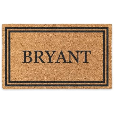 COCO MATS 'N MORE 22” x 36” Black Coir Personalized Door Mat, Made in USA Welcome Mats with Vinyl Backing | Tough Coir Bristles Cleans Dirtiest Shoes | Housewarming Gifts (Double Bordered) Cover