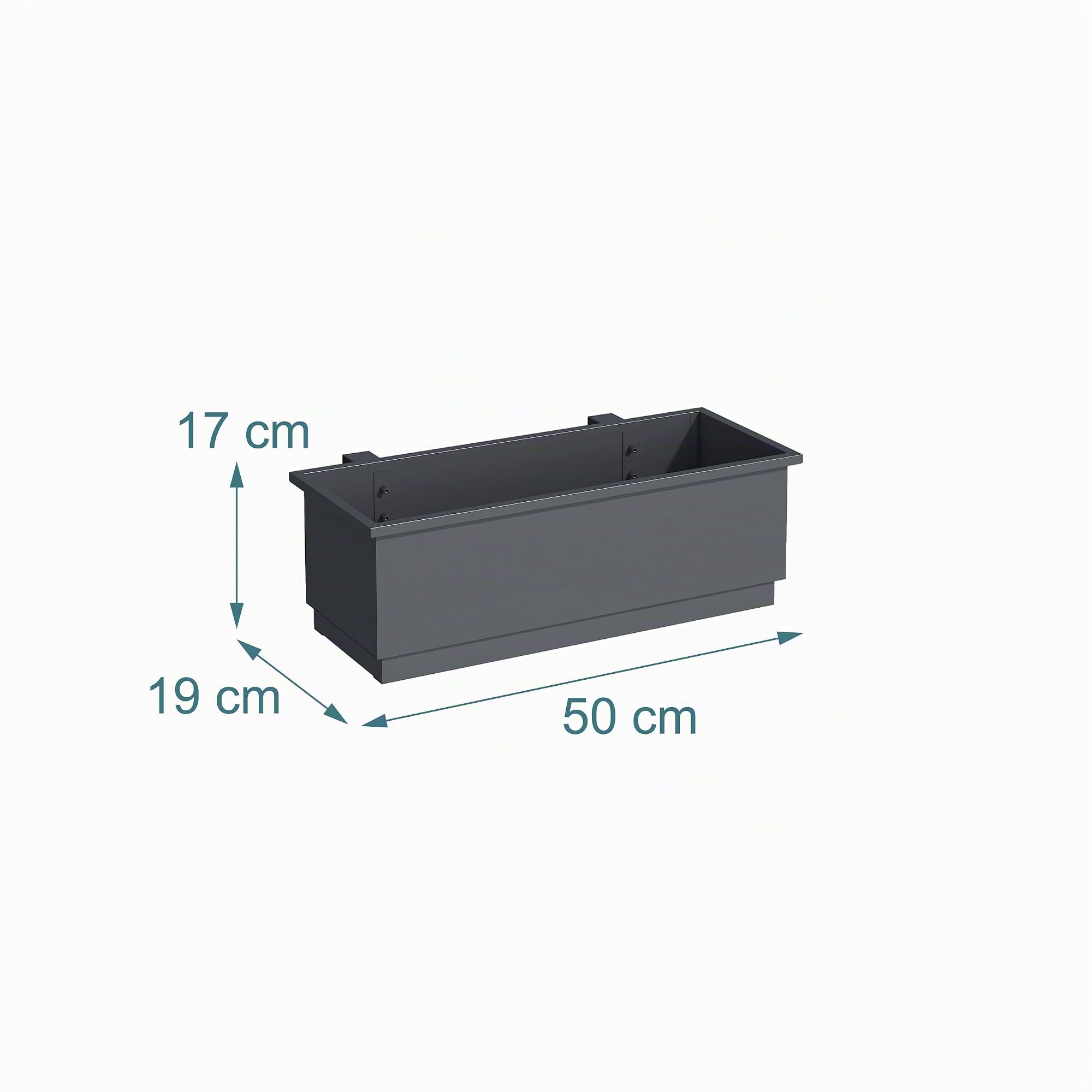 Relaxdays Lot de 2 jardinières pour Balcon avec Drainage, Acier Anthracite, H 17 cm x L 50 cm x P 19 cm