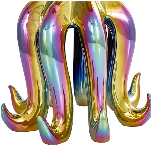 Image of Deco 79 Ceramic Octopus Decorative Sculpture Tall Standing Home Decor Statue with Rainbow Shimmer Finish, Accent Figurine 11 inch x 11 inch x 17 inch, Multi Colored