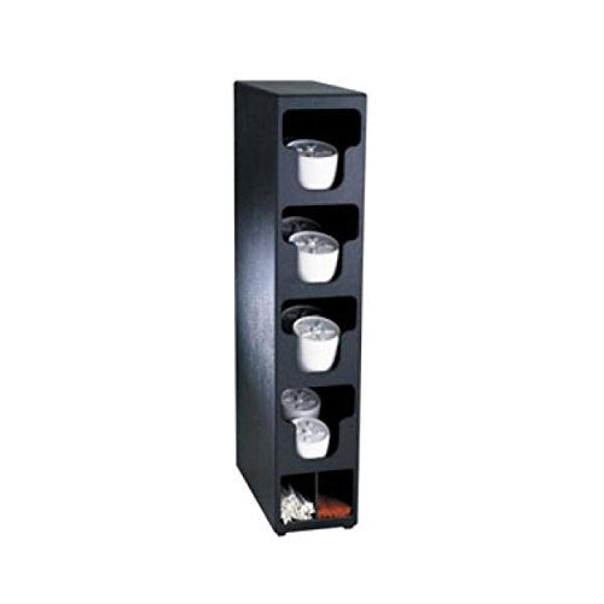 Dispense-Rite TLO-4BT Four Section Countertop Vertical Lid and Straw Organizer, Black Polystyrene