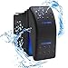 Waterproof Rocker Switch Toggle - ON/Off/ON Blue LED Light - 12V 20Amp 24V 10Amp, 7 Pin for Automotive Cars Vehicles Marine Boats Trucks Trailers 4x4 Caravans RVs SUV ATV UTV & More