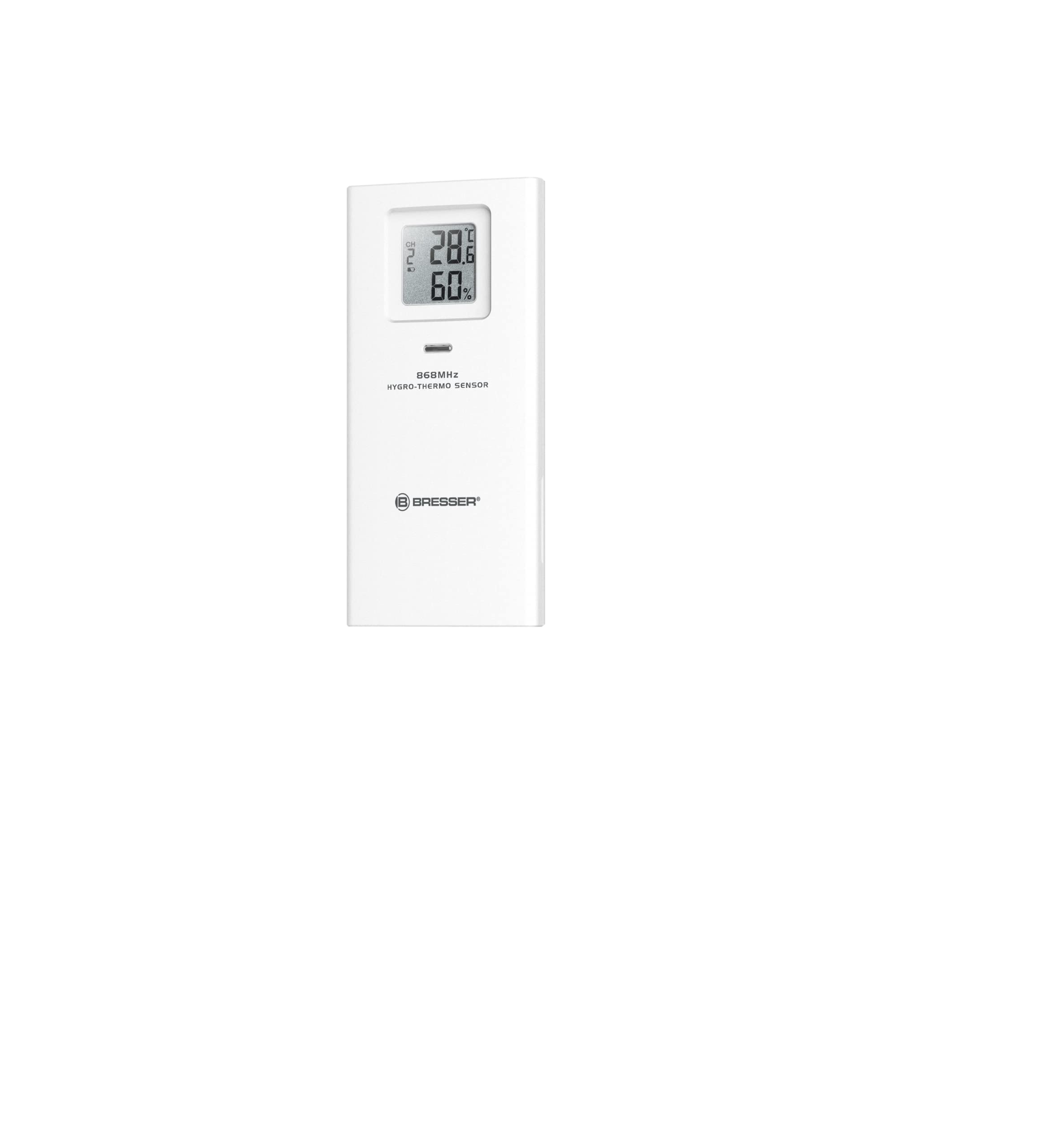 Bresser Thermometer/Hygrometer Sensor zur Temperatur- und Luftfeuchtigkeitsmessung, als Zusatzsensor für einige Bresser Wetterstationen oder als Stand-Alone-Lösung verwendbar