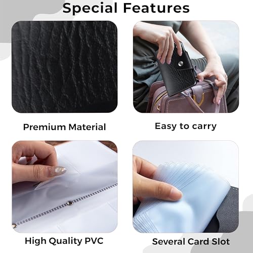 Image of Kraptick Pocket Cards Holder - Compact Lightweight Wallet for Credit and Debit Cards, Multi-Functional Card Organizer, Durable Card Carrier with 16 Slots for Easy Access & Storage (Black) (Pack of 4)