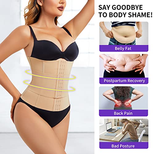 Lmoyakg Beige Waist Trainer For Women Waist Corsets Belt Cincher Underbust Waist Slimming Trimmer Workout Waist Corset For Under Dress - M #TOP3