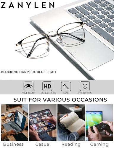 Image of ZanyLen Blue Light Blocking Glasses,Computer /Gaming /TV /Phones Glasses for Men /Women,Lightweight Titanium Frame