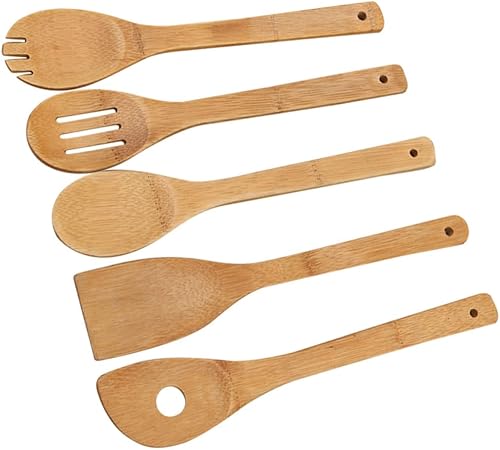 Ensalada Tenedor Cuchara Cocina Madera Espátula antiadherente utensilios de cocina antiadherente y Turner en s para mezcla 6 piezas Set Arroz Paleta disponible en Yaxa El Salvador