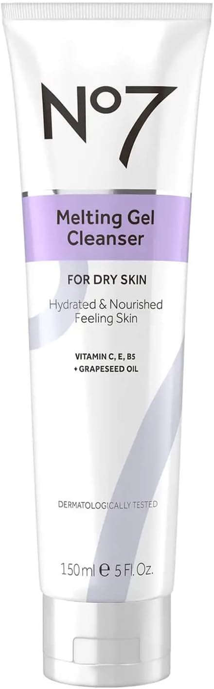 No7 Melting Gel Cleanser – Makeup Remover Balm with Vitamin C + Vitamin E – Hydrating Facial Cleanser for Dry Skin – Skin Balancing Milky Cleansing Balm (150 ml)