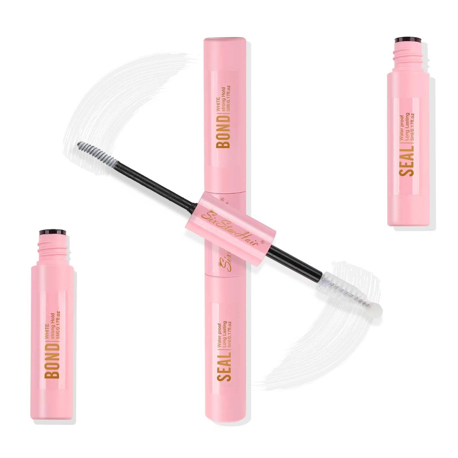 Sixstarhair 2 in 1 Eyelash Glue Bond and Seal for Individual Cluster DIY Extensions - Super Strong Hold Adhesive in White Clear