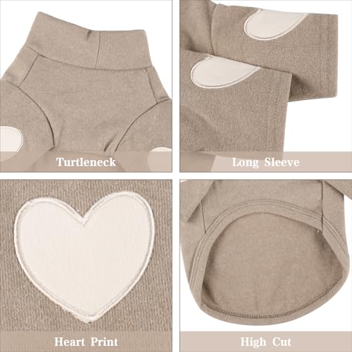 Yaopelky Sweatshirt für kleine Hunde bis mittelgroße Hunde mit Herzaufdruck Warmes Haustier Shirt auch für Katzen Welpen geeignet für Teddy Chihuahua und Schnauzer(Kaffee, S)