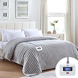 Sealy Electric Blanket Twin Size 62'*84',Super Cozy Faux Fur to Sherpa Reversible Heated Twin Blanket with 10 Heating Levels & 1-12 Hours Auto Off Overheating Protection Machine Washable,Grey