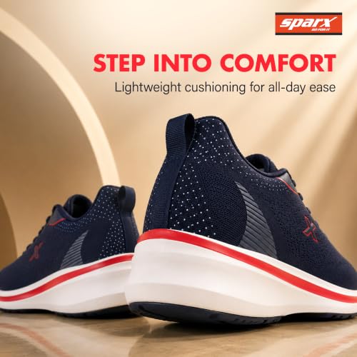 Image of SPARX Sports Running Shoes for Men - Lightweight Breathable Lace-Up Athletic Shoes with Cushioned Comfort, Shock Absorption, Durable Grip, Flexible Sole & Everyday Walking Performance