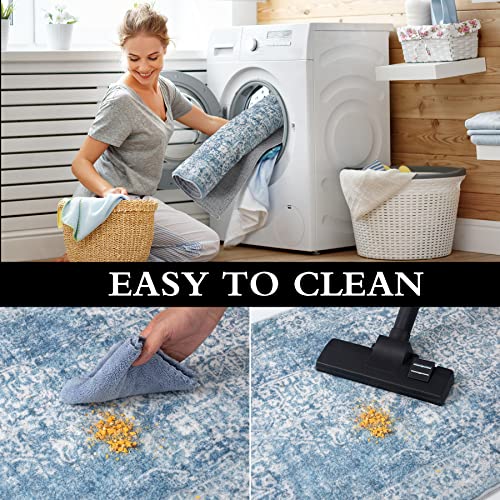 Matbar Boho Hallway Runner Rug Non Slip 2X6 Kitchen Runner Rug Machine Washable Blue Heavily Soft Laundry Room Rugs And Mats Large Indoor Runner Rugs For Entryway Bathroom Bedroom #TOP4