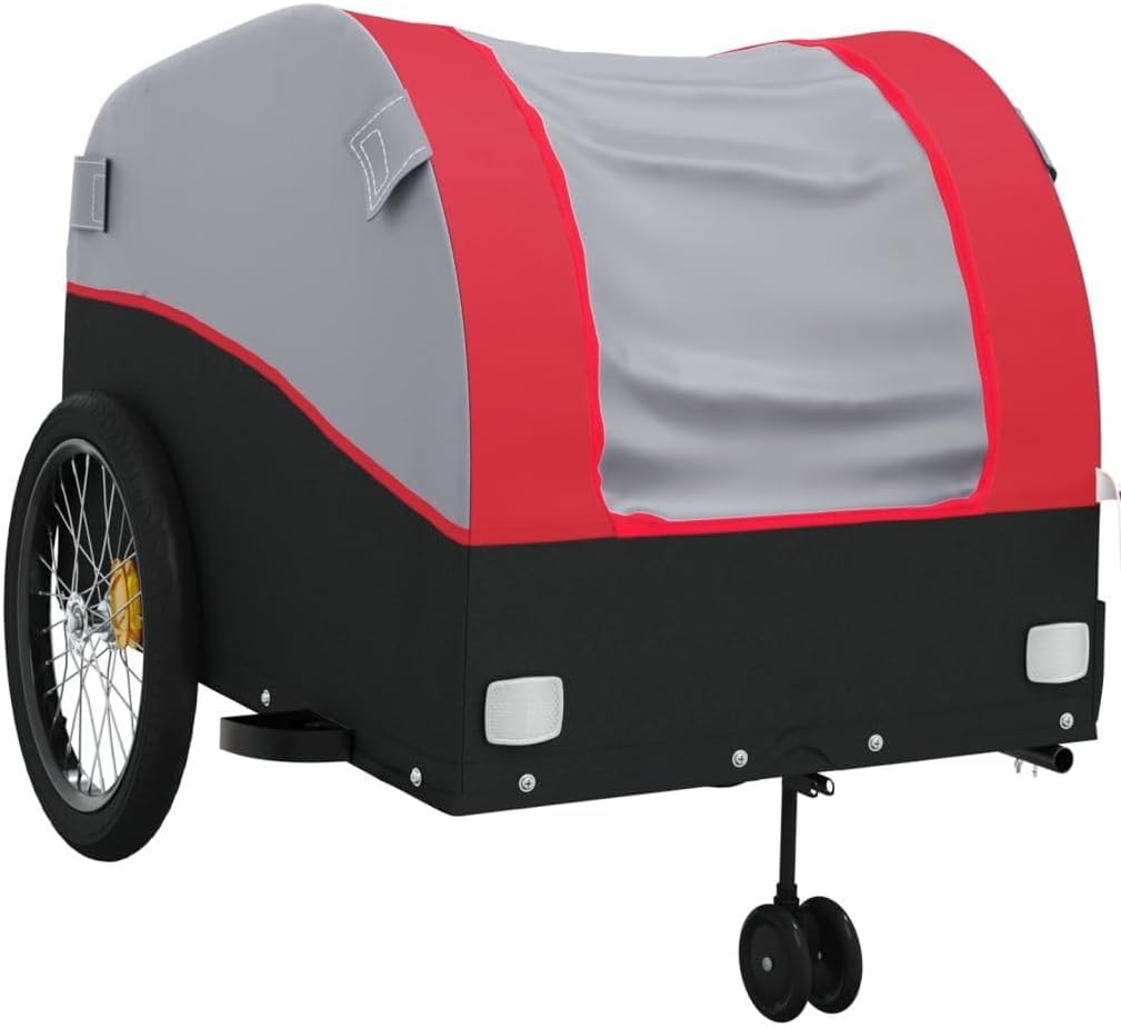 Bike Trailer Black and Bicycle Cargo Trailer Red 99.2 lb Iron, Heavy-Duty Child and Pet Bicycle Trailer, Steel Frame with Bike carts for Cargo Harness, for Toddlers Dogs Outdoor