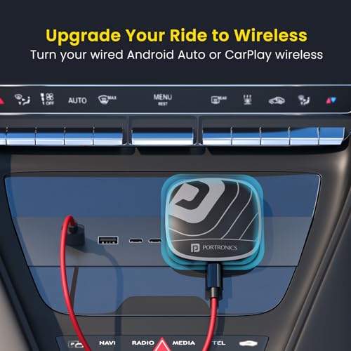 Image of Portronics Tune Plus, 2-in-1 CarPlay & Android Auto Adapter with Inbuilt YouTube, Netflix, Converts Wired to Wireless, 3GB RAM + 32GB ROM, Plug &Play, USB-A & Type-C Compatible, TF Card Slot for Media