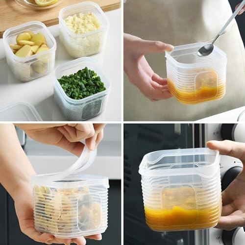 Image of TASMAX Fridge Storage Boxes, Plastic Fridge Containers, Fridge Accessories Items, (detachable bins 6 GRIS with lid PACK 2)