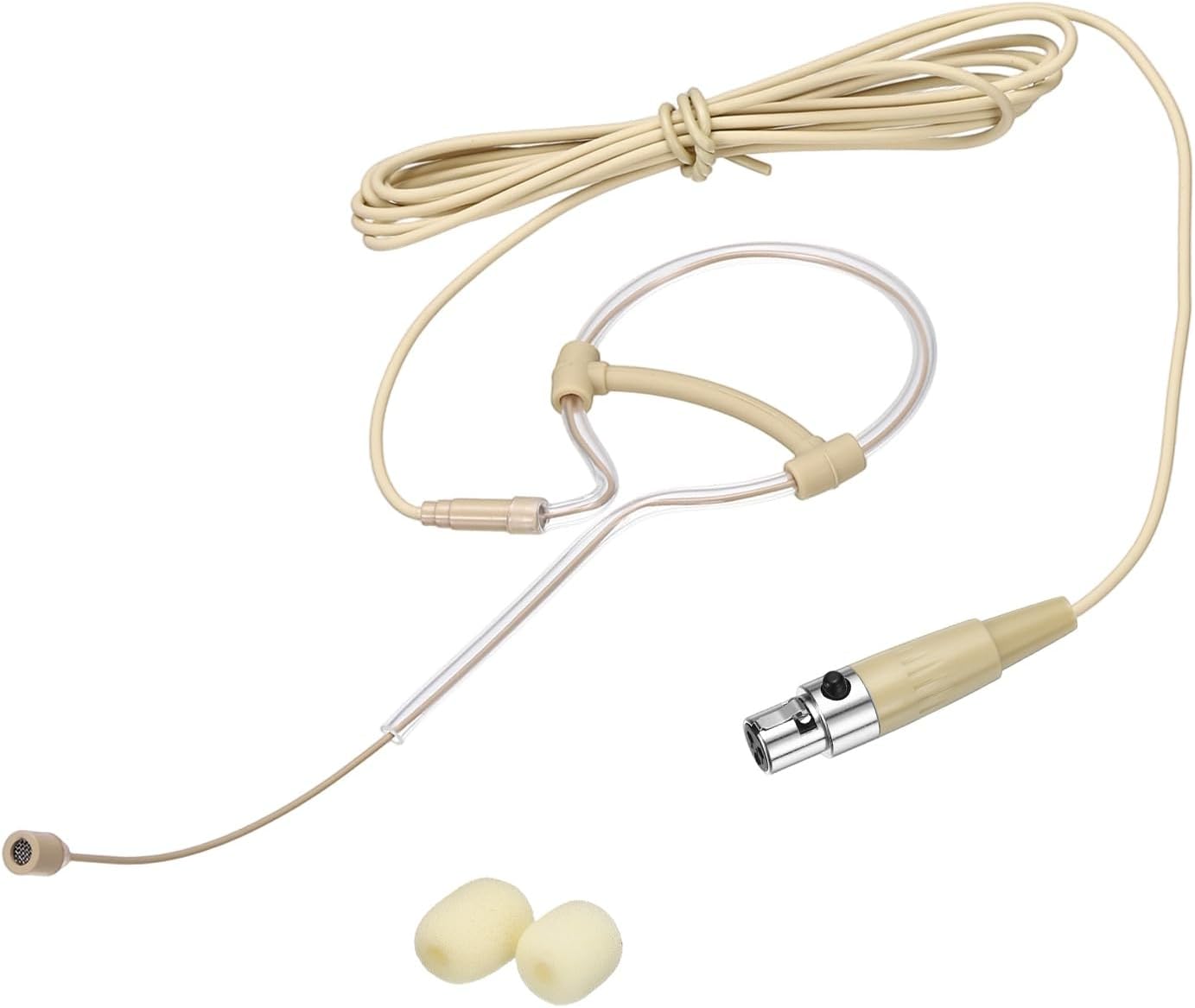 - Ear Hook Headset Microphone, Single Over Ear Set Hanging Omnidirectional Wired Audio Condenser Microphone Headset with Mini XLR 3 Pin TA3F Plug 3.9ft Cable, Beige
