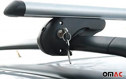 Miniatura 3 de OMAC Barras transversales portaequipajes para Pontiac Vibe 2003-2010 de aluminio gris antirrobo para viajes, kayak, canoa, surf, esquí, snowboard,