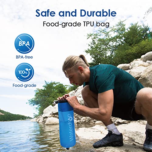 Waterdrop Gravity Water Bag For Camping, Travel, Backpacking, Hiking And Emergency, Compatible With Water Filter Straw, Flex Foldable, 1.5 Gal Bag #TOP3