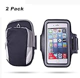 NVTED 2 PCS Sport Armband, Armband and Arm Pocket, Water Resistant Running Armband Arm Pag Multifunctional Pockets, for all 3.5~5.8” smartphone (Black)
