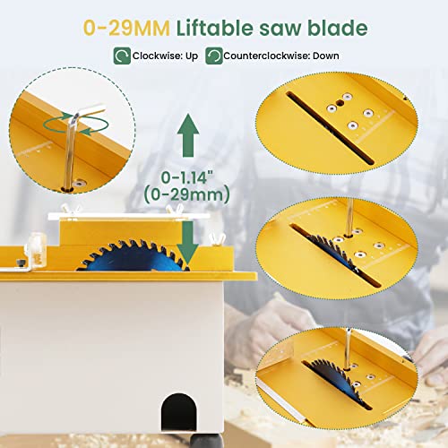 Huanyu Mini Table Saw Upgraded 300W 9000Rpm Precision Multifunctional Table Saws Woodworking Lathe Polishing Bench Handmade Adjustable Blade Model Electric Portable Cutting Saw For Diy Crafts (Group1) #TOP3