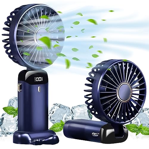 flintronic Ventilador de Mano, Mini Ventilador Portátil, Ventiladores Usb Recargables, Potente Mini Ventilador con 3 Velocidades para Viajes, Hogar, Exterior, Interior/Azul Oscuro