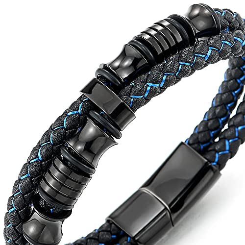Pulsera de Cuero Trenzado Doble Fila para Hombre miniatura 2