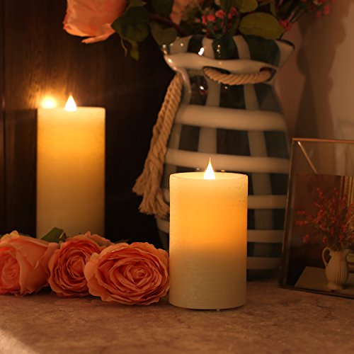 Image of SIMPLUX Led 3D Wave Moving Flameless Battery Operated Flickering Real Wax Candle, 3x7'', Green