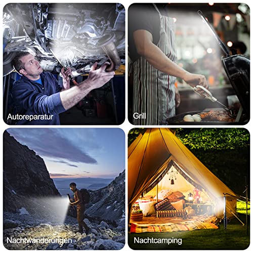 ORHOMELIFE LED Arbeitsleuchte Akku- 800LM LED Stablampe Handlampe Werkstattlampe Inspektionsleuchten mit Haken zum Aufhängen & Magnet Basis für Auto Reparatur, Werkstatt, Notbeleuchtung