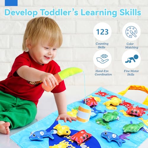 Cylazo Count Learning Montessori Toys for Toddlers 3 Year Old Cloth Toddler Fishing Game with Stacking Cups,Baby Toy 12-18 Months 1 2 Year Old Boy Girl Gifts (Ocean Animal) - Image 5